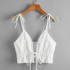 Solid Knot Shoulder Crop Cami Tank
